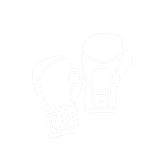 Two white boxing gloves are shown on a green background.